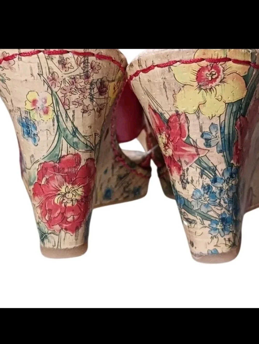 BOC Born Concept Cork Wedge Sandal Floral Lady Bug